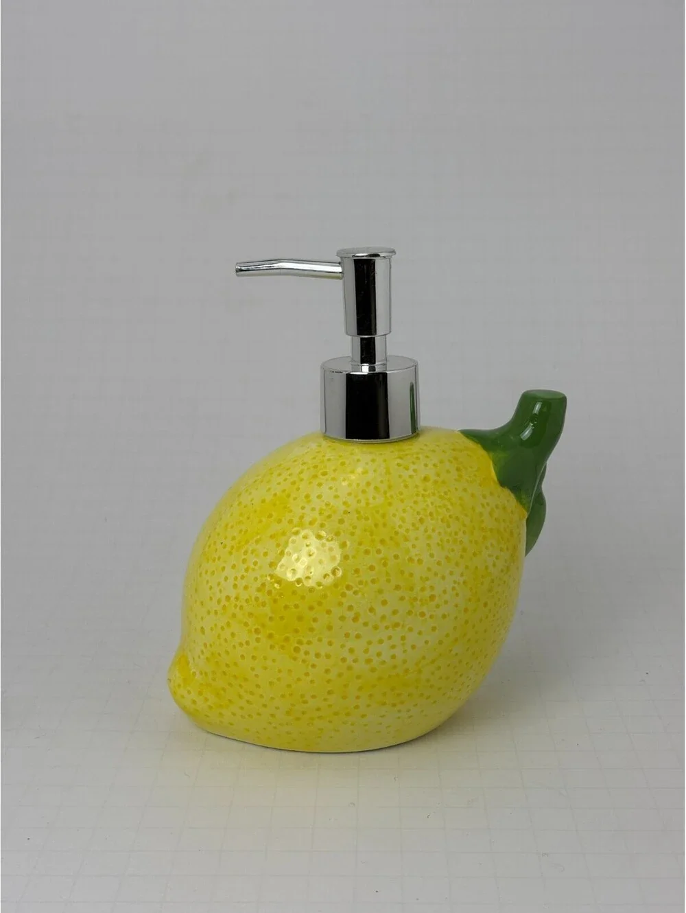 Lemon Soap Dispenser Hand Lotion Pump Yellow Textured Citrus Ceramic Decor